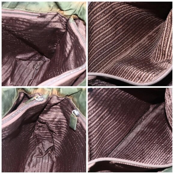 PRADA Tote Bag Nylon Khaki Silver Auth - Picture 13 of 15